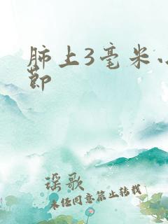 肺上3毫米小结节