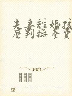 夫妻离婚孩子怎么判抚养费标准是多少