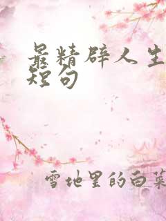 最精辟人生感悟短句