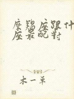 摩羯座跟什么星座最配对