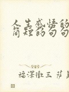 人生感悟的句子简短的句句精辟现实