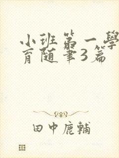 小班第一学期教育随笔3篇