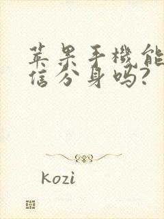 苹果手机能用微信分身吗?