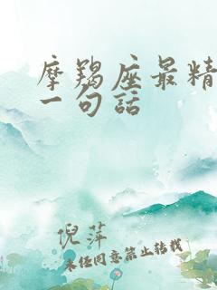 摩羯座最精辟的一句话