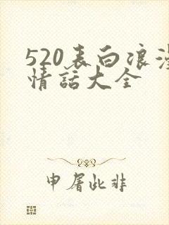 520表白浪漫情话大全