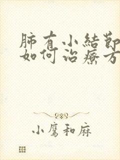 肺有小结节中医如何治疗方法