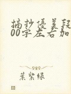 摘抄优美段落100字左右加批注