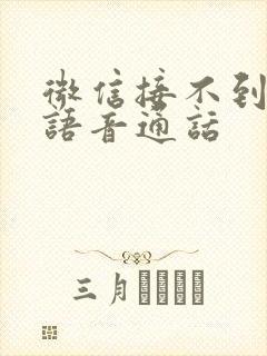 微信接不到对方语音通话