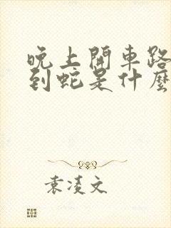 晚上开车路上遇到蛇是什么征兆