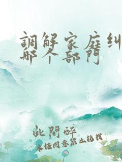 调解家庭纠纷找哪个部门