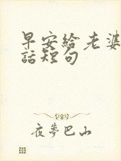 早安给老婆暖心话短句