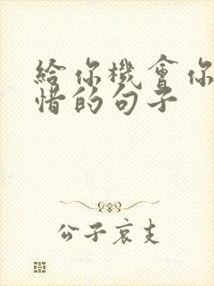 给你机会你不珍惜的句子