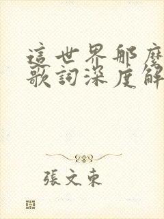 这世界那么多人歌词深度解析