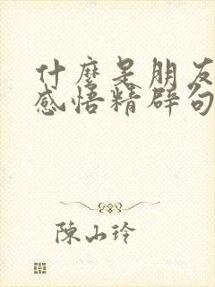 什么是朋友人生感悟精辟句子?