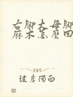 右脚大母脚趾肚麻木怎么回事