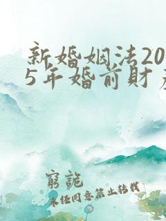 新婚姻法2025年婚前财产分割