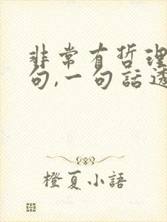 非常有哲理的短句,一句话透人生