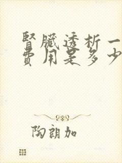 肾脏透析一次的费用是多少