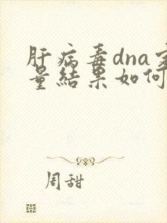 肝病毒dna定量结果如何看