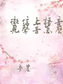 微信上语音听不见声音怎么调