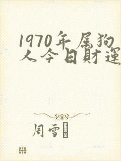 1970年属狗人今日财运如何