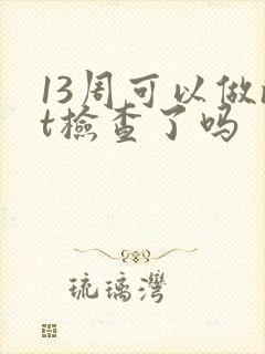 13周可以做nt检查了吗