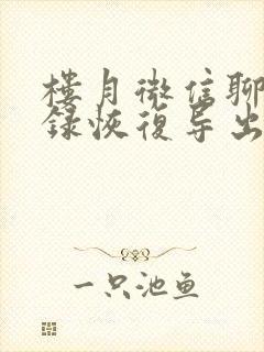 楼月微信聊天记录恢复导出助手