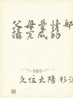 父母爱情哪年拍摄完成的