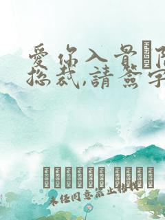 爱你入骨·隐婚总裁,请签字小说