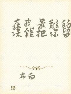 在我最难的时候没能把你留住是什么歌