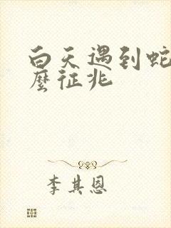 白天遇到蛇是什么征兆