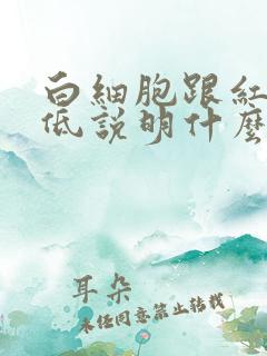 白细胞跟红细胞低说明什么问题