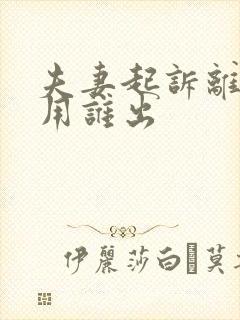 夫妻起诉离婚费用谁出