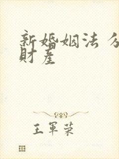 新婚姻法 分割财产