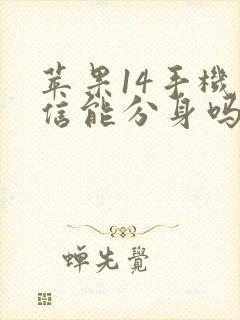 苹果14手机微信能分身吗