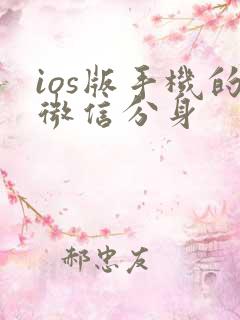 ios版手机的微信分身