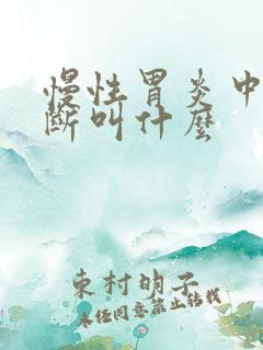 慢性胃炎中医诊断叫什么