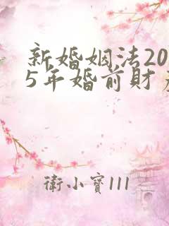 新婚姻法2025年婚前财产分割