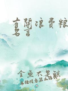 有关浪费粮食的名言