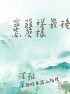 宁薛祥最后结局怎么样