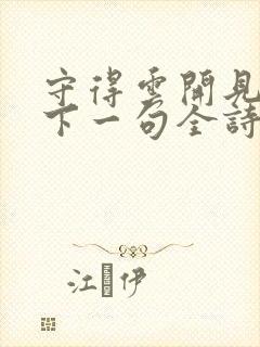 守得云开见月明下一句全诗