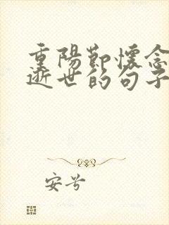 重阳节怀念父亲逝世的句子