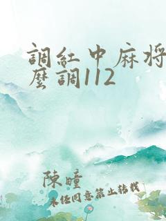 调红中麻将机怎么调112