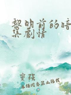 黎明前的暗战分集剧情