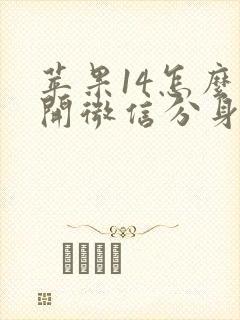 苹果14怎么双开微信分身软件