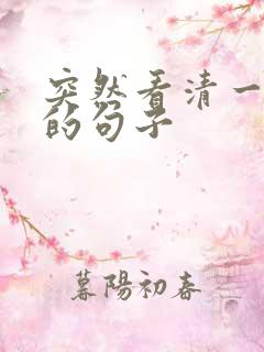 突然看清一个人的句子