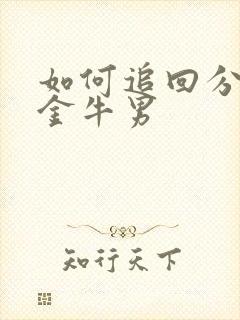 如何追回分手的金牛男