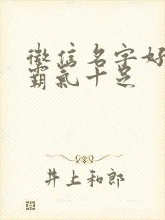 微信名字好听的霸气十足