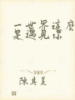 一世界这么大还是遇见你