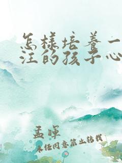 怎样培养一个专注的孩子心得体会